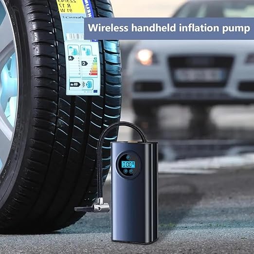 Car Tyre Inflator, Rechargeable Portable Air Compressor, 2X Fast Inflation, Cordless and Accurate Tire Pressure with Digital Display, 150PSI Auto Shut Off Air Pump for Car, Bike, Cycle, Ball
