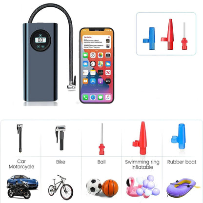 Car Tyre Inflator, Rechargeable Portable Air Compressor, 2X Fast Inflation, Cordless and Accurate Tire Pressure with Digital Display, 150PSI Auto Shut Off Air Pump for Car, Bike, Cycle, Ball
