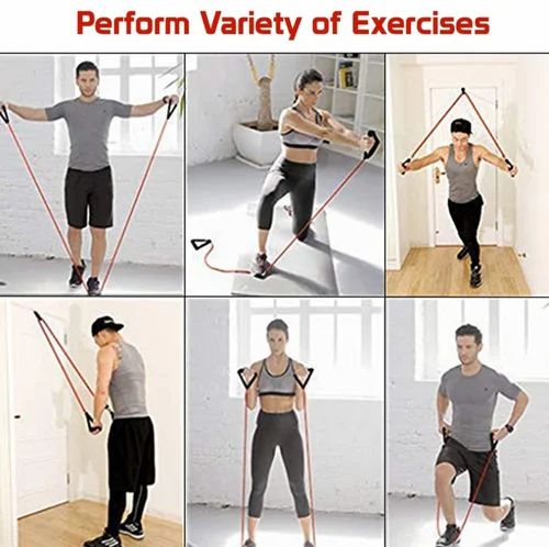 FITSY Resistance Toning Tube with Handles, Door Anchor & Carry Bag – Full Body Home Workout Band