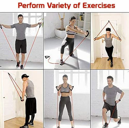 FITSY Resistance Toning Tube with Handles, Door Anchor & Carry Bag – Full Body Home Workout Band