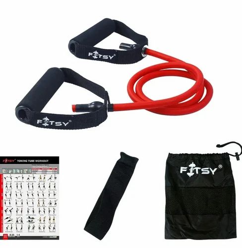 FITSY Resistance Toning Tube with Handles, Door Anchor & Carry Bag ā Full Body Home Workout Band